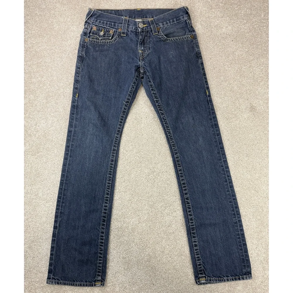 True Religion Ricky Men's Size 30x31 Straight Leg Jeans Blue Flap Pockets 703369